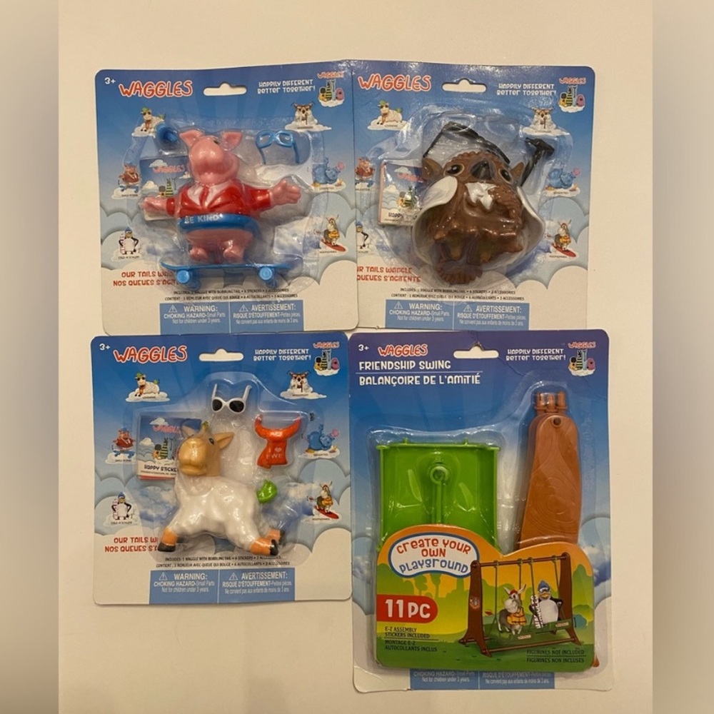 Waggles Teaching Playground 4 Piece Set Owl Ewe Pig Swingset NWT Pink White OS